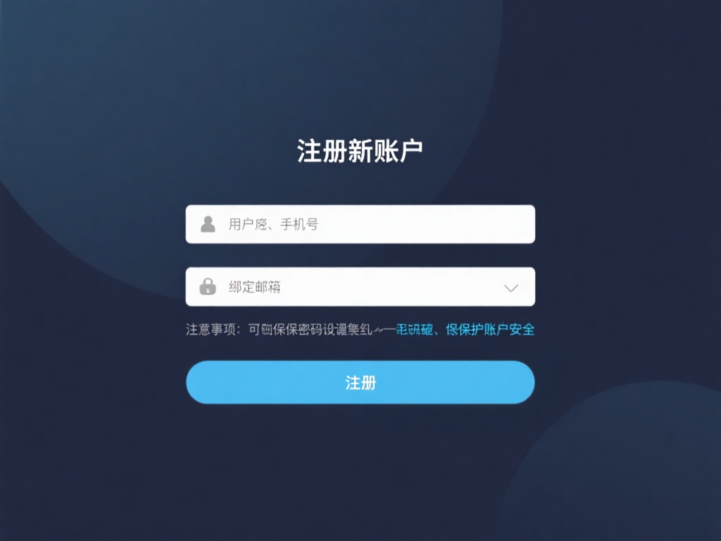 注册新账户
若为全新用户，点击注册按钮，填写相关
